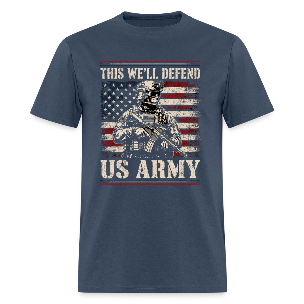 Defend American Soldiers | Short Sleeve T-Shirt -  blue dusk