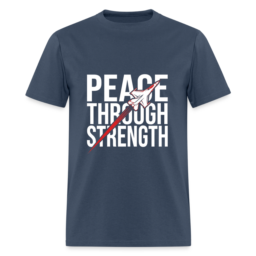 Peace Through Strength | Short Sleeve T-Shirt -  blue dusk