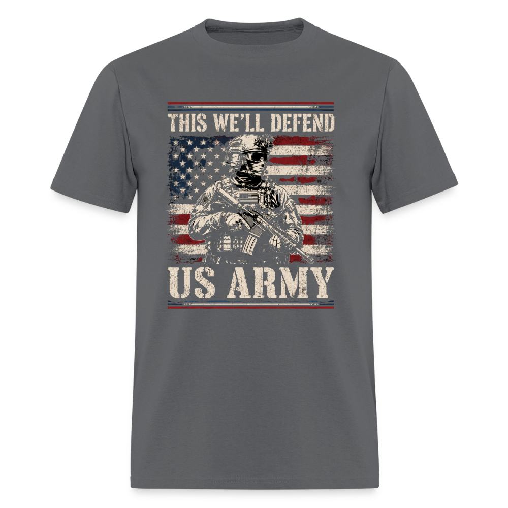 Defend American Soldiers | Short Sleeve T-Shirt - charcoal
