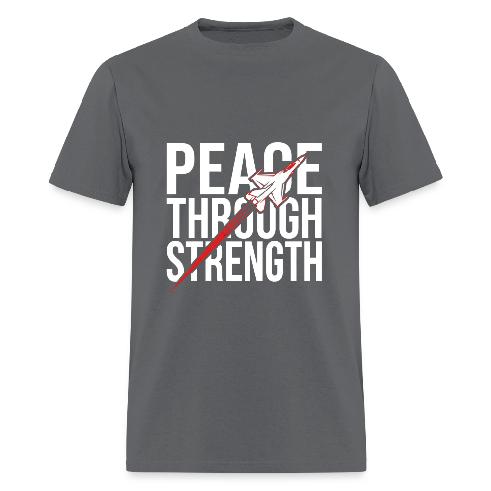 Peace Through Strength | Short Sleeve T-Shirt - charcoal