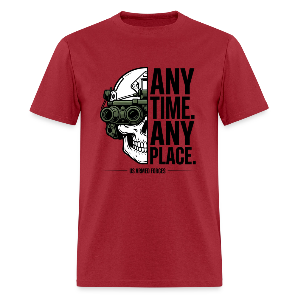Any Time. Any Place. | Short Sleeve T-Shirt - dark red