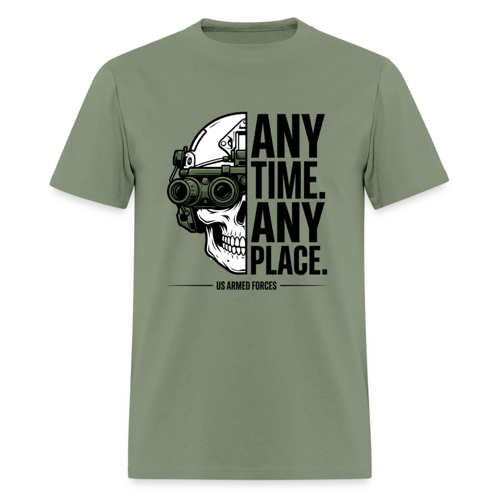 Any Time. Any Place. | Short Sleeve T-Shirt - military green