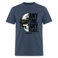Any Time. Any Place. | Short Sleeve T-Shirt -  blue dusk