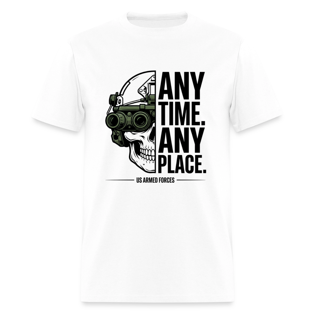 Any Time. Any Place. | Short Sleeve T-Shirt - white