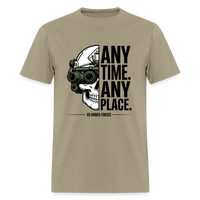Any Time. Any Place. | Short Sleeve T-Shirt - khaki