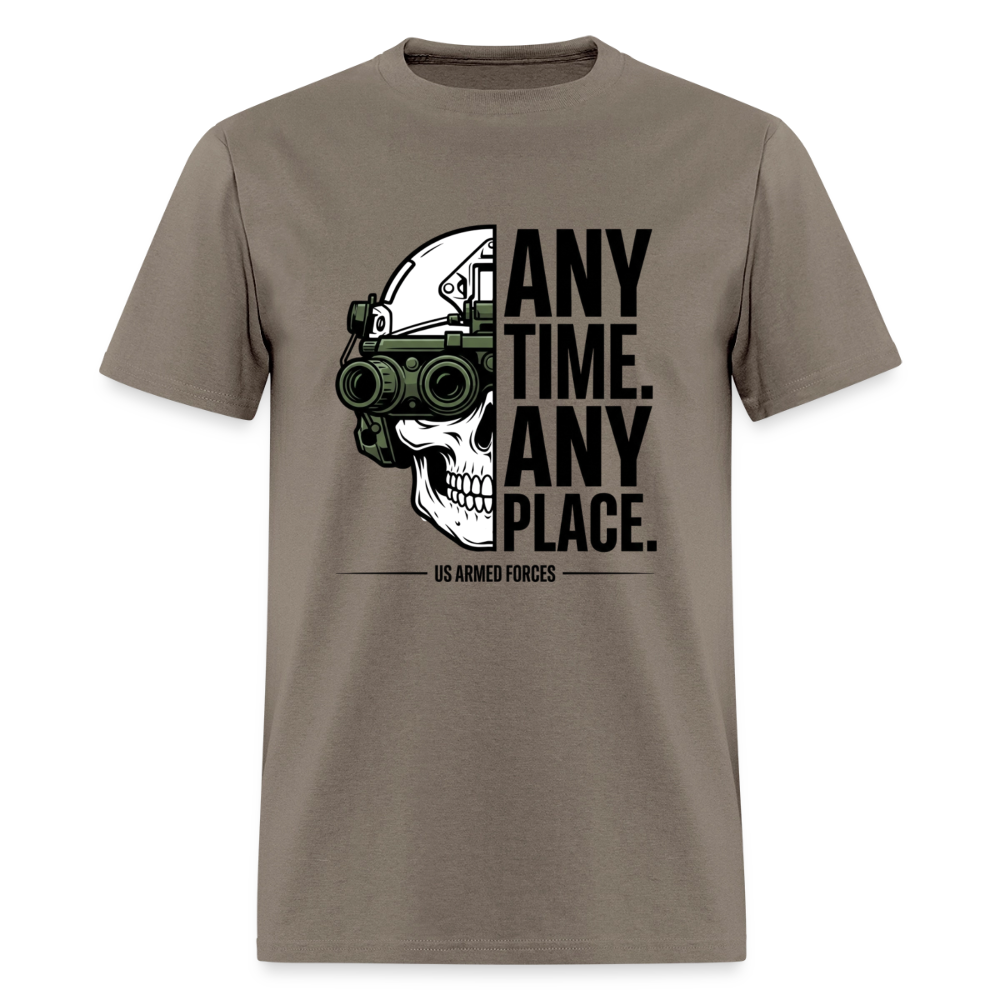 Any Time. Any Place. | Short Sleeve T-Shirt - safari
