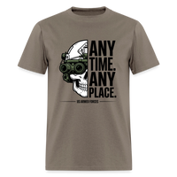 Any Time. Any Place. | Short Sleeve T-Shirt - safari