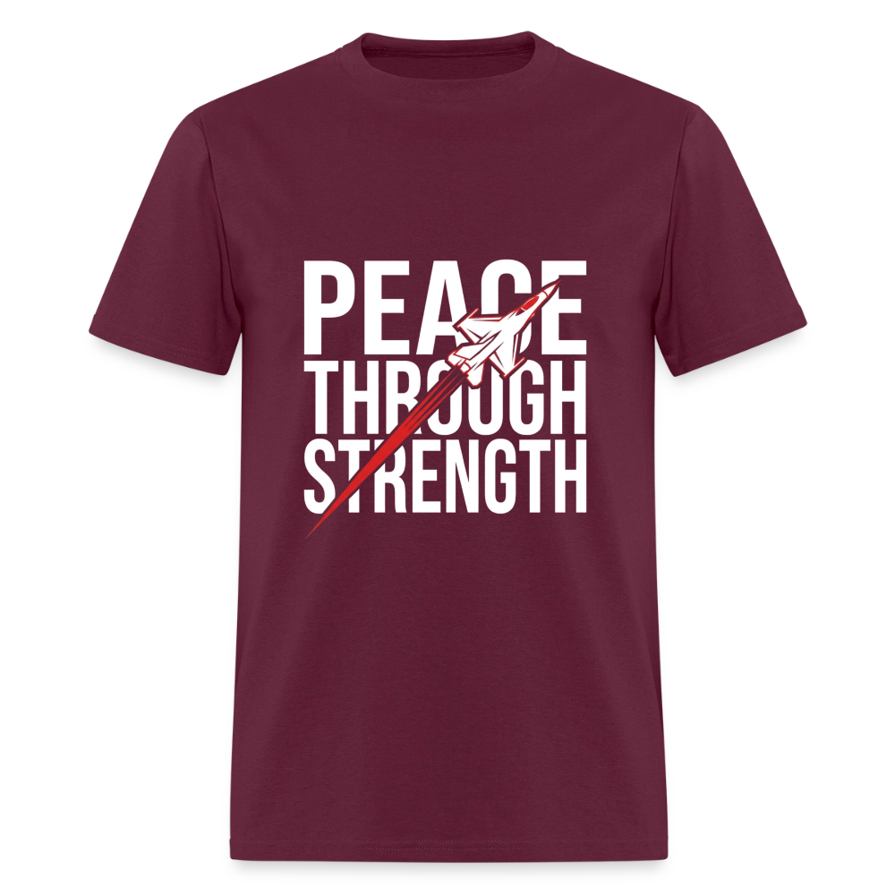 Peace Through Strength | Short Sleeve T-Shirt - burgundy