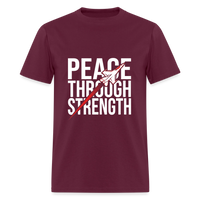 Peace Through Strength | Short Sleeve T-Shirt - burgundy